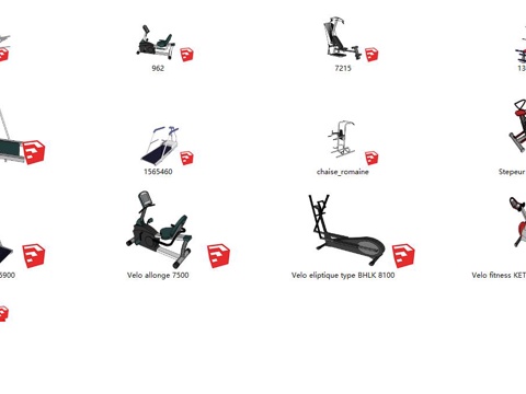 健身房器材su模型