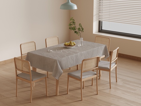 北欧风餐桌椅su模型