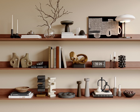 中古风饰品摆件组合 雕塑摆件 电视柜摆件 玄关柜摆件su模型