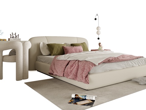 现代儿童床 单人床su模型