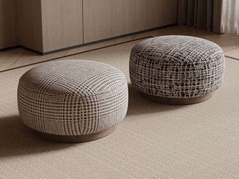 现代中古风沙发凳 布艺换鞋凳su模型