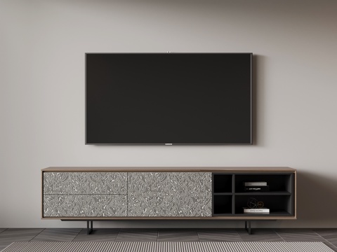 现代意式电视柜su模型