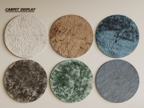 现代圆形地毯 毛绒地毯 布艺地毯 客厅地毯 儿童地毯su模型