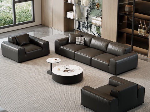  现代办公沙发 办公沙发茶几组合 办公沙发 接待沙发 商务沙发3d模型 