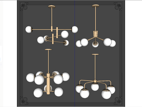 现代吊灯组合su模型
