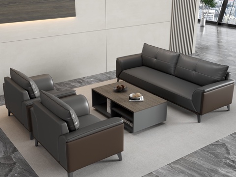  现代办公沙发茶几组合 办公沙发 办公组合沙发 接待沙发3d模型 