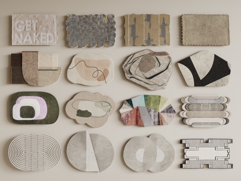 现代圆形地毯 异形地毯 毛绒地毯 布艺地毯 儿童地毯su模型