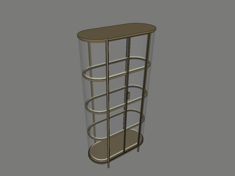 现代镀铜玻璃装饰柜su模型