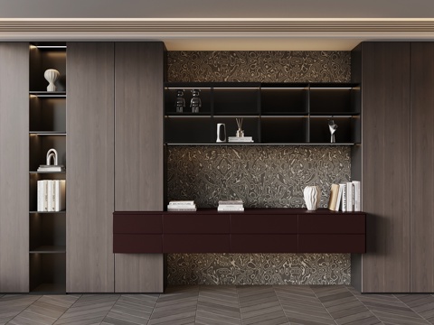 现代意式书柜su模型