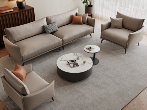  现代办公室 办公沙发茶几组合 办公沙发 商务沙发 接待区沙发3d模型 