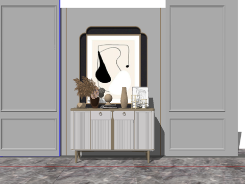 现代轻奢玄关柜餐边柜电视柜su模型