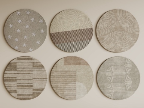 现代圆形地毯 毛绒地毯 布艺地毯 客厅地毯 儿童地毯su模型