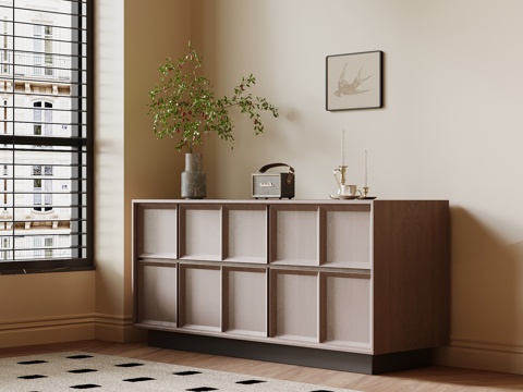 现代中古风玄关柜 边柜su模型