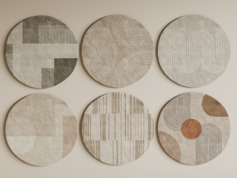 现代圆形地毯 毛绒地毯 布艺地毯 客厅地毯 儿童地毯su模型