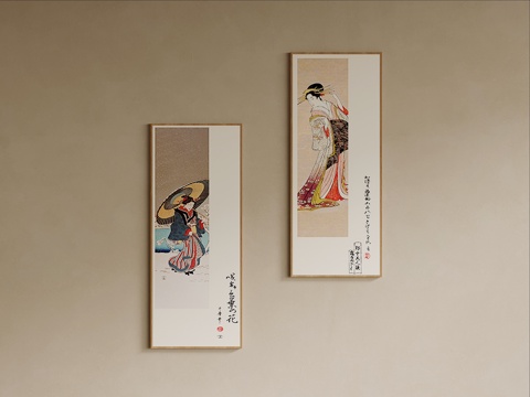 日式挂画 装饰画su模型