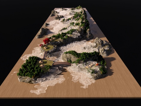 小地形 大山 风景 摆件 石 高山su模型