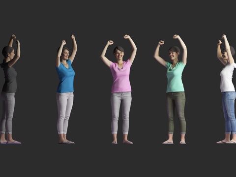  站立站姿 女性女人 跳舞舞蹈 外国人物 场景氛围 多色服装3d模型 