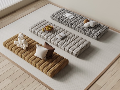 现代布艺飘窗垫 坐垫su模型