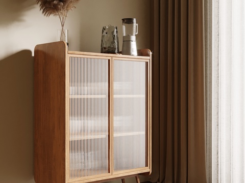 中古风餐边柜 储物柜su模型