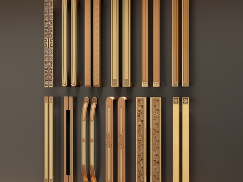 新中式拉手门把手su模型