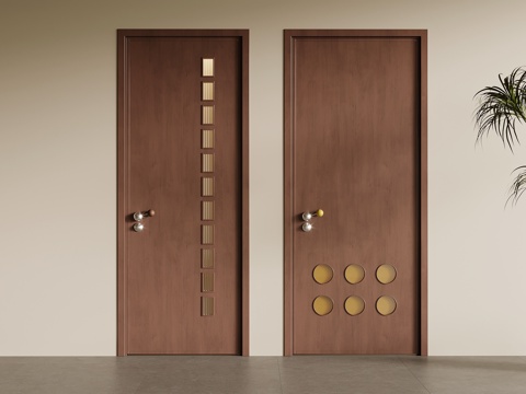 中古风单开门 玻璃门su模型