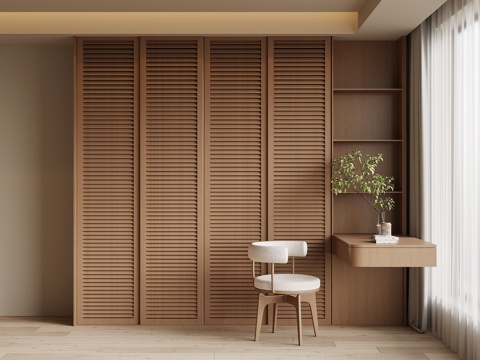 侘寂风衣柜 书桌su模型