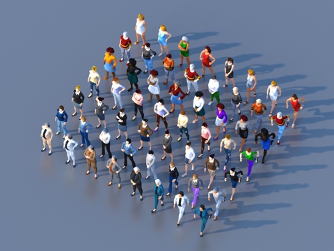  卡通人物 多人3d模型 