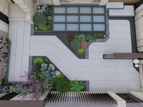 现代庭院花园su模型