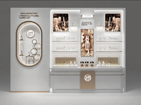 现代其他柜子 背柜 货架 护肤品柜 陈列柜su模型