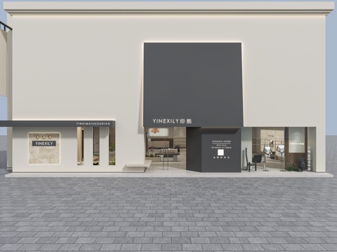  女装服装店门头3d模型 