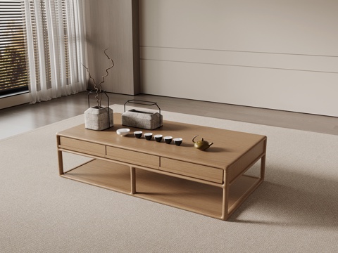 侘寂风侘寂 实木茶几su模型