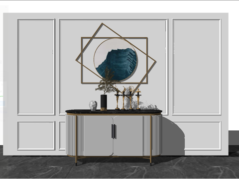 现代轻奢玄关柜餐边柜电视柜su模型