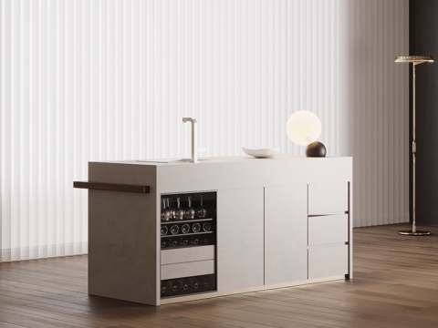 现代简约吧台 岛台 水吧台su模型