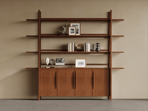 中古风书柜 书架su模型