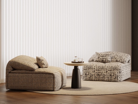 现代布艺懒人沙发 休闲沙发su模型