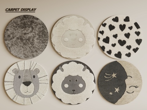 现代圆形地毯 毛绒地毯 布艺地毯 客厅地毯 儿童地毯su模型