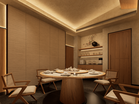  川菜包厢su模型 