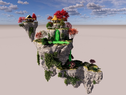 小风景 大山 悬空 空中 游戏 石su模型