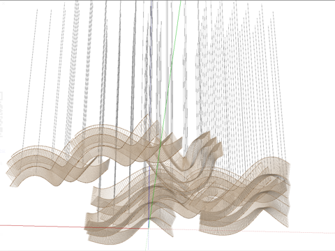 玻璃水晶吊灯组合su模型