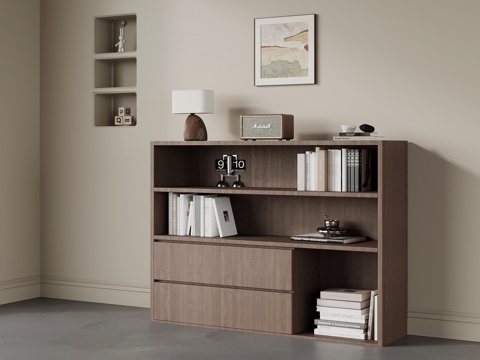 现代中古风书柜 储物柜su模型