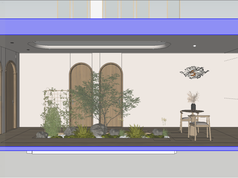 网红枯山水景观su模型