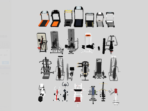 健身房器材su模型