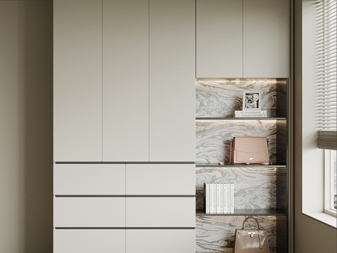 现代极简衣柜 成品衣柜su模型