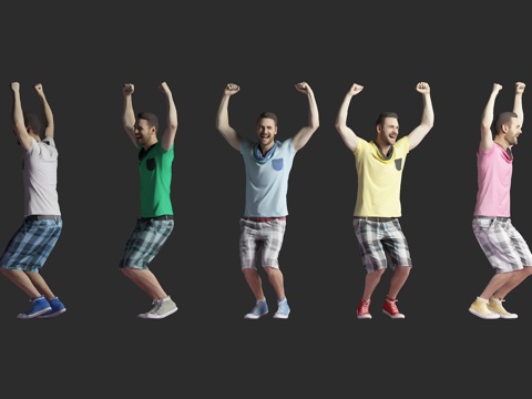  欢呼雀跃 高兴兴奋 男人男性 外国人物 鼓舞庆祝 站立站姿3d模型 