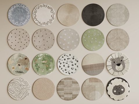 现代圆形地毯 毛绒地毯 布艺地毯 客厅地毯 儿童地毯su模型