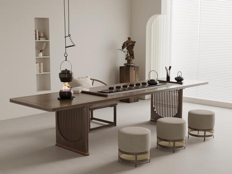  新中式茶台 茶桌椅3d模型 