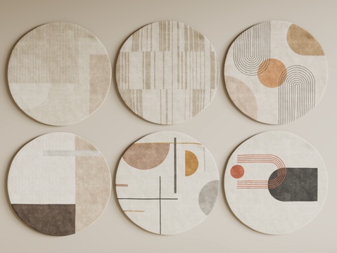 现代圆形地毯 毛绒地毯 布艺地毯 客厅地毯 儿童地毯su模型