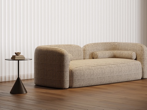  现代布艺沙发 双人休闲沙发3d模型 