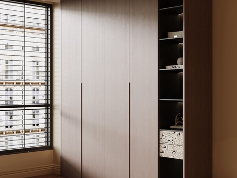  现代中古风衣柜3d模型 