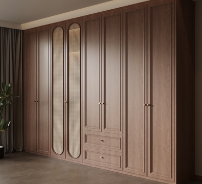 中古风衣柜 实木成品衣柜su模型